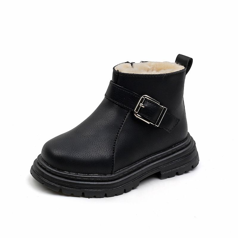 Child's Shoes Boys' Fashion Boots Girls' Soft Soled Warm Cotton Boots Buckle_vogvips.com