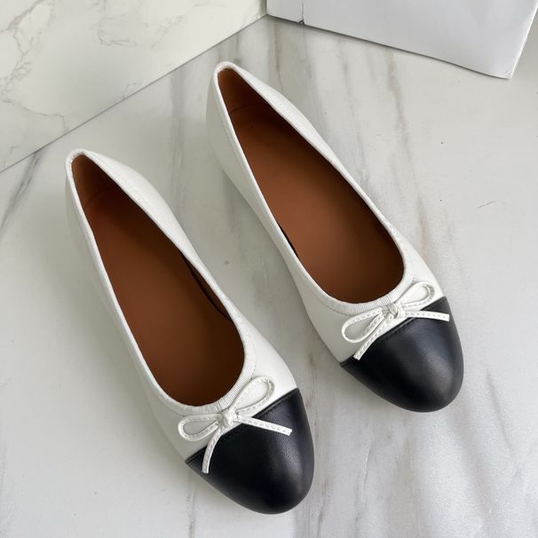 25 New Fragrance-Free Bowknot Little New Style Mid-Heel Shoes Versatile Comfortable Color-Block Fashion Women's Flats_vogvips.com