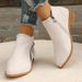 2025 New Short Side Zipper Square Heel Pointed Toe Women's Large Size Martin Boots_vogvips.com
