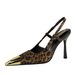 High Heels Stiletto Leopard Print Back Empty Metal Pointed Back Strap High Heels Single Shoes Women's Shoes_vogvips.com