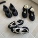Korean 2025 Spring And Autumn New Style Platform Round Toe Thick Sole Color Block Velcro Sports Height Increasing_vogvips.com