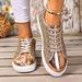 Plus Size Fashion Patchwork Casual Shoes For Women 2025 New Sequin Round Toe Lace-up Slip-on Sneakers_vogvips.com