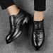 Leather Shoes Men's Casual Dress Engraved Suit Wedding Shoes Crocodile Pattern Men's Shoes_vogvips.com
