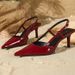 French-style Vintage Patent Leather Pointed-toe Backless High-heeled Sandals, 2025 Autumn New Model, Thin Heel With_vogvips.com