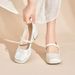 New Chinese Mary Jane Single Shoes Jacquard National Style With Skirt Round Head Pearl One-word Belt Single Shoes_vogvips.com