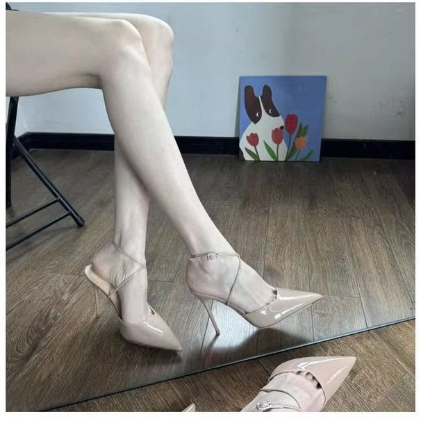 Cross Sandals For Women 2025 Early Spring New Elegant Socialite Strap Niche Design Thin Heel Nude High Heels_vogvips.com