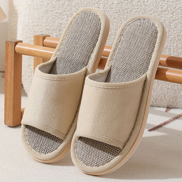 Linen Hotel Slippers, Disposable Slippers For Guesthouses, Beauty Salons, Home Use, Foreign Trade, Men's Thickened Non-slip Slippers_vogvips.com