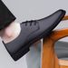 Perforated Breathable Summer Men's Single Layer Pointed Toe Cowhide Casual Youth Lace-up Formal Genuine Leather Business_vogvips.com