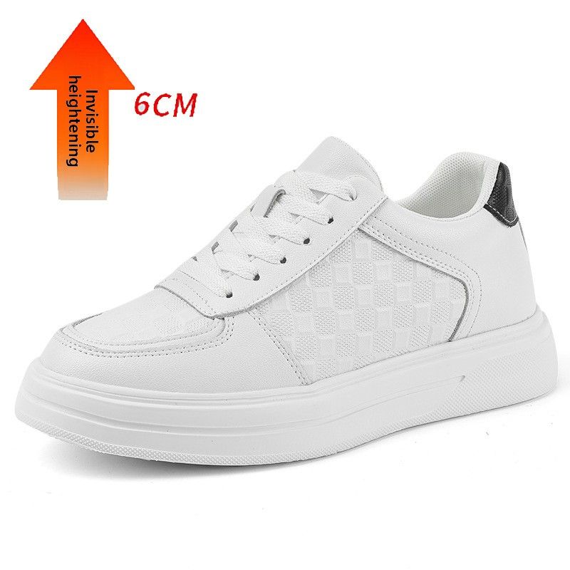 Men's Breathable Embossed Invisible Inner Heightening Platform White Shoes Men's Sports And Leisure Board Shoes_vogvips.com
