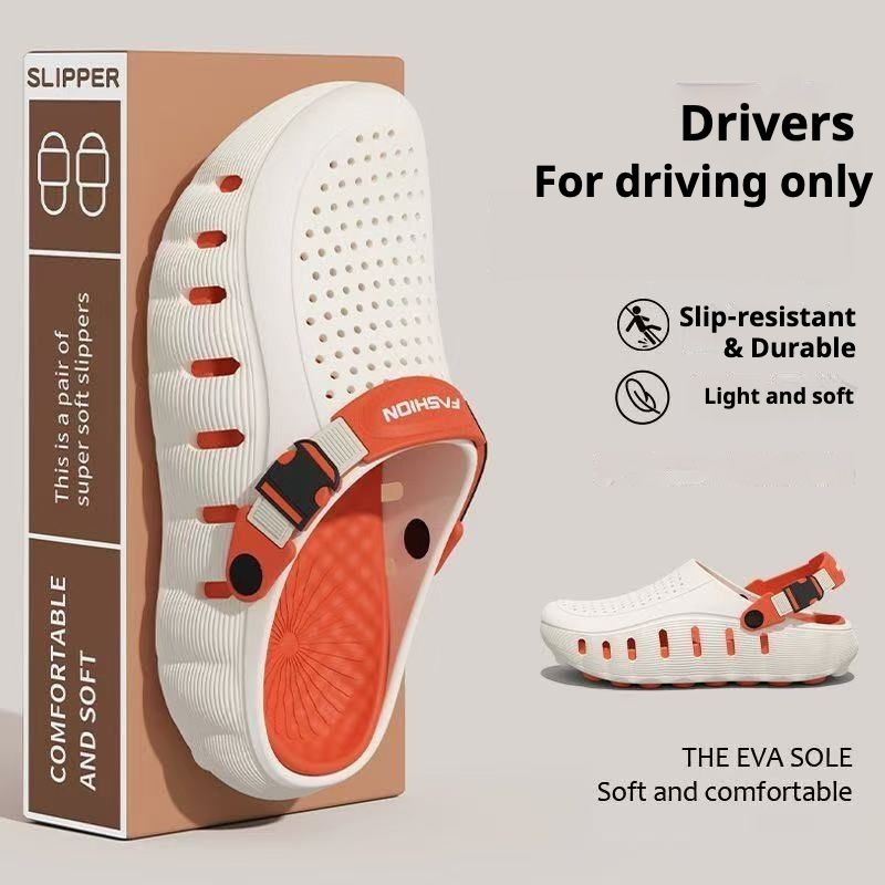 Men's Hole Shoes, Non-slip Soft-soled EVA Two Wear Cool Slippers, Summer Breathable Outdoor Beach Shoes_vogvips.com