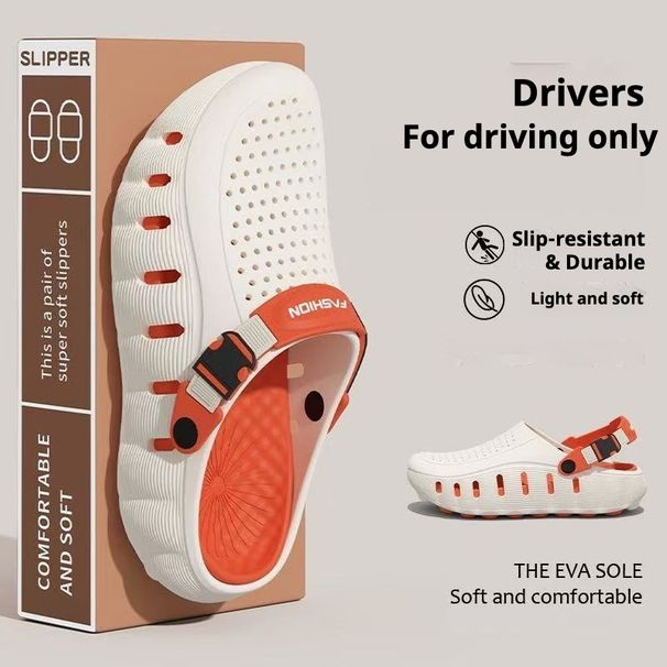Men's Hole Shoes, Non-slip Soft-soled EVA Two Wear Cool Slippers, Summer Breathable Outdoor Beach Shoes_vogvips.com