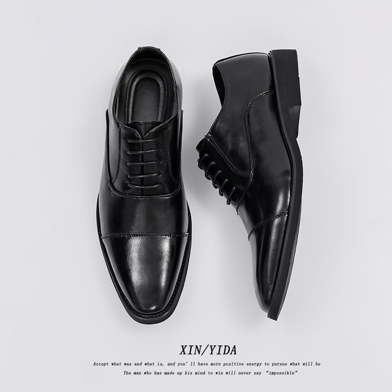 Casual Business Men's Height Increasing British Style Pointed Fashionable Plus Size Oxford Leather Shoes, Three Joint Shoes,_vogvips.com
