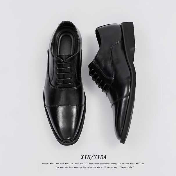 Casual Business Men's Height Increasing British Style Pointed Fashionable Plus Size Oxford Leather Shoes, Three Joint Shoes,_vogvips.com