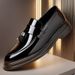 Men's Classic Black Dress Shoes For Wedding & Business, Soft Sole Comfortable Office Shoes, Round Toe Formal Shoes For Men_vogvips.com