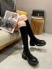 2025 New Over-the-Knee For Women, Autumn And Winter, Petite Tall Boots, Black Mid-Calf Slim Boots_vogvips.com