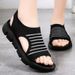 Summer New Hollow Round Toe Sandals Polyurethane Soft Sole Comfortable Mom Export Women's Shoes_vogvips.com