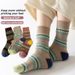 Striped Children's Mid Length Socks, Autumn And Winter Plush, Dopamine Color Contrast, Thickened Insulation, Pile Up_vogvips.com