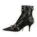 2023 Autumn New Ins Trend Black High Short Women Pointed Toe Thin Heel Metal Rivet Side Zipper Tassel Motorcycle Boots_vogvips.com