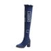 Denim Over-the-Knee Hollow Out Slimming Sexy Chunky Heel Long For Women, High Tube Boots_vogvips.com