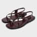 Women's Spring Thong Flat Sandals Crimson Red Metallic Decorated Strappy Outdoor Beach Slippers_vogvips.com