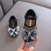 Girls Princess Square Mouth Rhinestone Bow Mesh Single Shoe Shoes Show Dance Shoes_vogvips.com