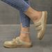 Women's Retro Birkenstock-Style Sandals - Comfortable Round-Toe Slip-On Shoes With Rubber Sole (Brown & Khaki)_vogvips.com