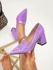 Purple Pointed Thick Heel High Heels Women's Patent Leather Loafers Design Retro Elegant Single Shoes New Fashion Commuter Shoes_vogvips.com