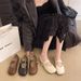 Spring Retro Versatile Round Head Flat-soled Single Shoes Soft Leather Comfortable Versatile One-word Belt Women's Shoes_vogvips.com