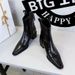 578-10 Retro Hand-Grab Pattern European And American Style Winter Women's Thick Mid Heel Pointed Toe Riding Short Boots_vogvips.com
