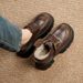 thick-soled Velcro Loafers Women's Thick-heeled Small Leather Shoes_vogvips.com