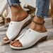 Women's New Plus Size With Thick Sole, Fish Mouth, Car Stitching, Crocodile Pattern PU Women's Slippers_vogvips.com