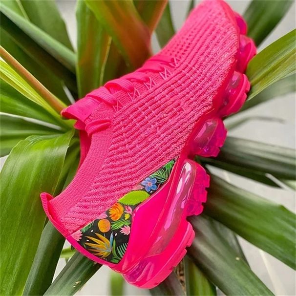 New Sneakers Women Spring Fashion Knitted Fabric Floral Lace Up Ladies Casual Shoes Larged-Size Flats Running Sport_vogvips.com