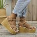Women's Shoes Summer Large Size Women's Thick Soled Wedge Sandals Buckle Design Polyurethane Sole_vogvips.com
