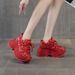 Women's Chunky-soled Height-increasing Dad For Petite Women, 2026 Spring New Model, With Starry Sky Rhinestone Soles,_vogvips.com