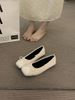 French Flat Bottom Gentle Grandma Women Autumn Winter Fairy Style Soft Sole With Skirt Bow And Velvet Bean Single Shoes_vogvips.com