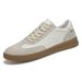 Men's Comfortable Leather Breathable Sports Board Shoes Casual Flat-bottomed German Training Shoes Lace-up White Shoes Round Head Board Shoes_vogvips.com