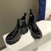 Guan Xiaotong's Same Short Boots For Women's 2022 New Soft Leather Patent Leather Muffin Thick-soled British Martin Boots Chelsea Boots_vogvips.com