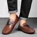 Handmade Loafers Men's Foot Cover Embossed Leather Casual Leather Shoes Crocodile Pattern Beanie Shoes_vogvips.com