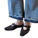 Women's Black Flat Sandals Sheepskin Cross Strap Hand Woven Hollowed Out Simple Versatile Closed Toe Shoes For Summer_vogvips.com