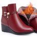Mom Cotton Autumn Winter Middle-aged Soft Sole Wedge Leather Fleece-lined Warm Short Boots Versatile Large Size Women's_vogvips.com
