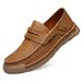Outdoor Leisure Autumn New Hand-stitched Men's Leather Slip-on Shoes_vogvips.com
