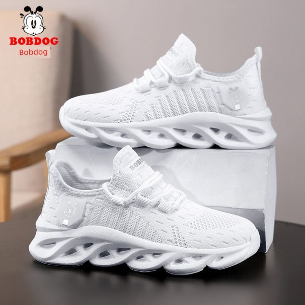 Bobdog Kids Spring And Autumn Students White Shoes_vogvips.com