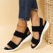 2024 Summer Oversized Women's Shoes Casual Elastic Back Trip Strap Polyurethane Flat Bottom Sandals for Women_vogvips.com