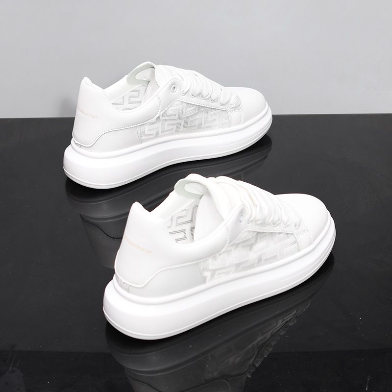 Men's Shoes Genuine Leather Thick Soled Casual Sneakers Summer Versatile Breathable Single Mesh White Sneakers For Couples_vogvips.com