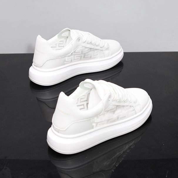 Men's Shoes Genuine Leather Thick Soled Casual Sneakers Summer Versatile Breathable Single Mesh White Sneakers For Couples_vogvips.com
