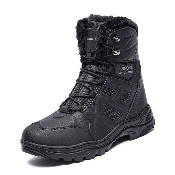 Men's Casual Winter Snow Boots With Thick Fleece Lining, Slip-Resistant Rubber Sole, Side Zipper For Easy Wear, Brown/Black, Sizes 39-46_vogvips.com