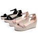 Women's Shoes Large Size Wedge Heel Thick Soled Sandals Fish Mouth One Strap Sandals Rope High Heel Sandals_vogvips.com