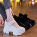 Mary Jane Shoes Women's Single Shoes Round Head Platform Small Leather Shoes High Heel Shallow Mouth Muffin Shoes_vogvips.com