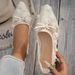 A Pair Of Pointed-toe Comfortable Flat Women's Shoes, Decorated Bows And Sweet Lace Mesh, Suitable For Pairing With_vogvips.com