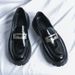 Korean Style Spring And Autumn Thick-Soled Business Loafers Men, Fashionable Glossy Height-Increasing Leather Shoes,_vogvips.com